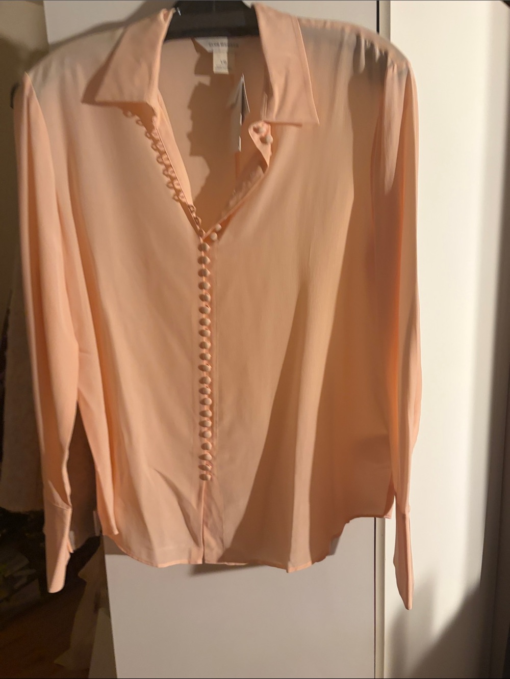 Women's Peach Button-Front Blouse LARGE